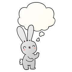 cute cartoon rabbit and thought bubble in smooth gradient style