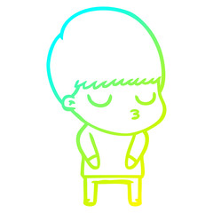 cold gradient line drawing cartoon calm boy