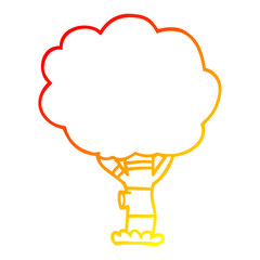 warm gradient line drawing cartoon tree