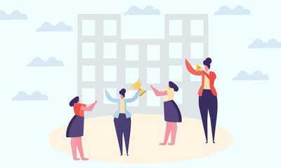 Women Victory Vector Illustration