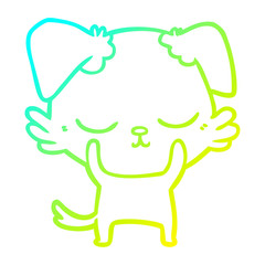 cold gradient line drawing cute cartoon dog