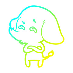 cold gradient line drawing cartoon elephant remembering