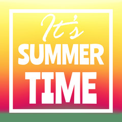 Summer time banner, flyer or poster. Vector illustration with text inside white frame.