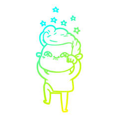cold gradient line drawing cartoon excited man