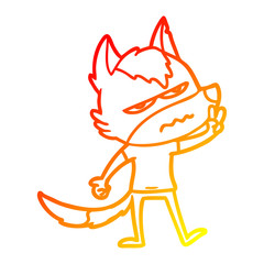 warm gradient line drawing cartoon annoyed wolf