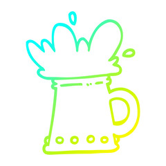 cold gradient line drawing cartoon beer tankard
