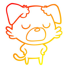 warm gradient line drawing cartoon dog