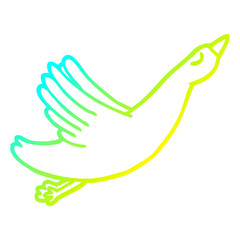 cold gradient line drawing cartoon flying goose