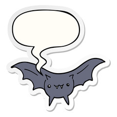 cartoon bat and speech bubble sticker