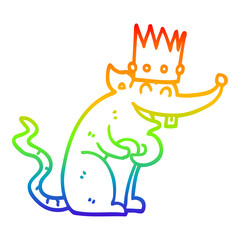 rainbow gradient line drawing cartoon rat king laughing
