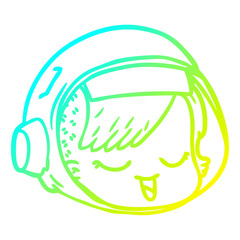 cold gradient line drawing cartoon astronaut face