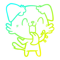 cold gradient line drawing cartoon panting dog