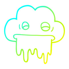 cold gradient line drawing cartoon rain cloud