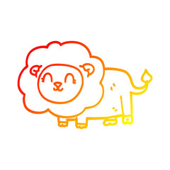 warm gradient line drawing cartoon lion