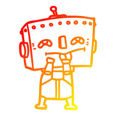 warm gradient line drawing cartoon robot