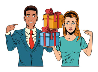 couple avatar with gift box