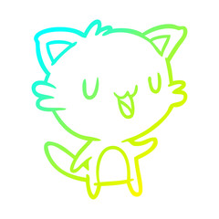 cold gradient line drawing happy cat