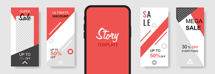 Trendy editable template sale banner for social networks stories. Design backgrounds for social media, landing page, website, mobile app, poster, flyer, coupon, gift card, web design