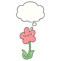 cartoon flower and thought bubble