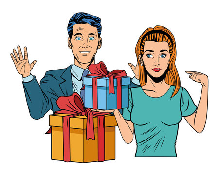 couple avatar with gift box