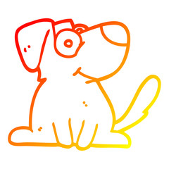 warm gradient line drawing cartoon happy dog