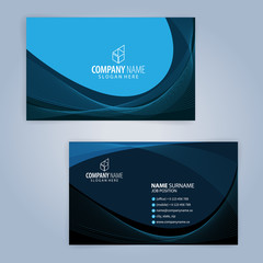 Blue and black modern business card template, Illustration Vector 10