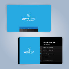 Blue and black modern business card template, Illustration Vector 10
