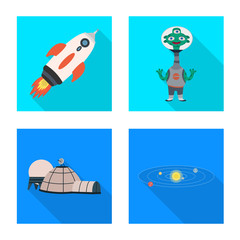 Vector illustration of science and cosmic logo. Set of science and technology stock symbol for web.