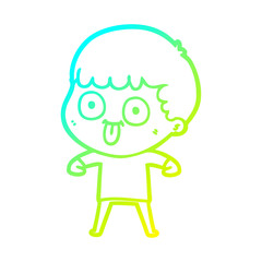 cold gradient line drawing cartoon man staring