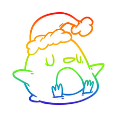 rainbow gradient line drawing cute penguin