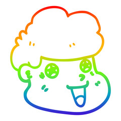 rainbow gradient line drawing cartoon boy's face