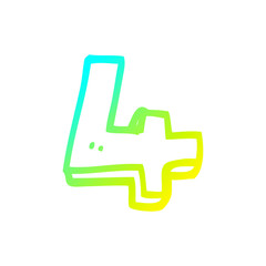 cold gradient line drawing cartoon number four