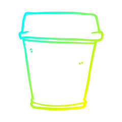 cold gradient line drawing cartoon take out coffee