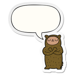 cartoon bear and speech bubble sticker
