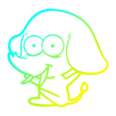 cold gradient line drawing happy cartoon elephant