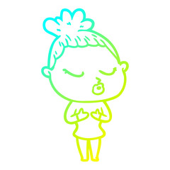cold gradient line drawing cartoon calm woman