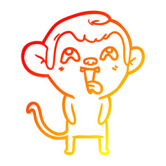 warm gradient line drawing crazy cartoon monkey