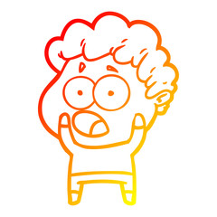 warm gradient line drawing cartoon man gasping in surprise