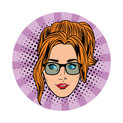 young woman face avatar cartoon pop art