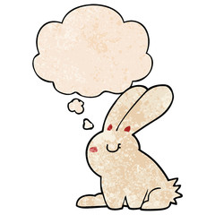 cartoon rabbit and thought bubble in grunge texture pattern style