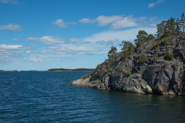 Islands in the Stockholm outer archipelago a sunny sommer day at the bay Långvik