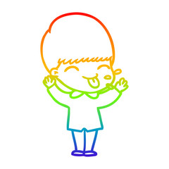 Fototapeta na wymiar rainbow gradient line drawing cartoon funny boy
