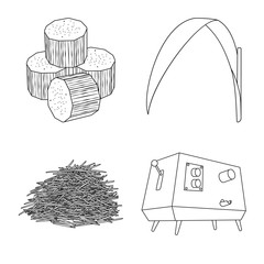 Vector design of sugar and field logo. Set of sugar and plantation vector icon for stock.