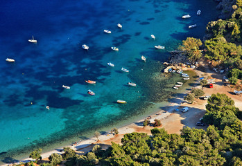 Panoramic view of Mourtia beach, Samos island, Northeast Aegean, Greece 