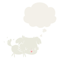 cartoon dog and thought bubble in retro style
