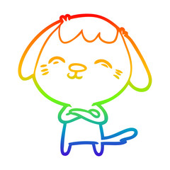 rainbow gradient line drawing happy cartoon dog