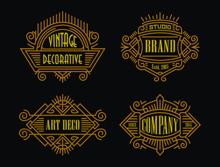 Vintage Badges Minimalism Line Art Ornament Frame Decorative Graphic Design Element