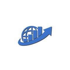 Global Finance in globe rotate arrow logo concept design template 