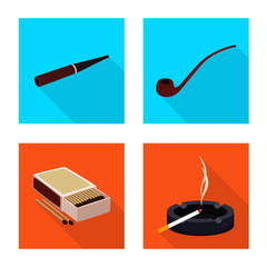 Vector illustration of smoke and statistics symbol. Collection of smoke and stop vector icon for stock.