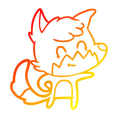 warm gradient line drawing cartoon friendly fox
